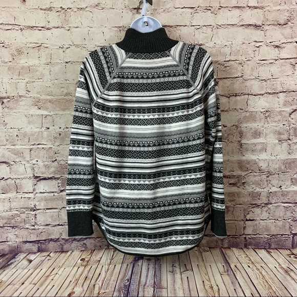 Eddie Bauer Heather Gray Fair Isle 1/4 Zip Sweater - Picture 6 of 9